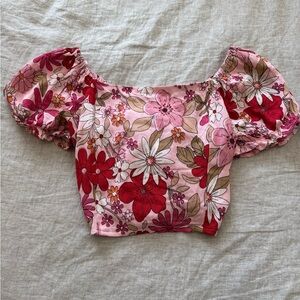 NWT Angie Tie Up Floral Crop Top